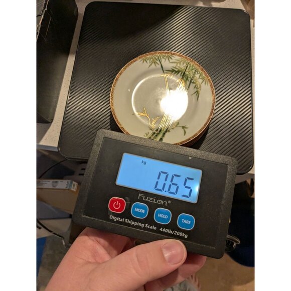 Set Of 4 Vintage Kutani Eggshell China Bread Plates Bamboo Design Gilded Geometr - Picture 9 of 9